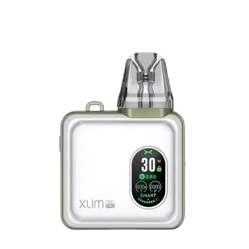 OXVA Xlim SQ Pro Pod Kit in Spring White – compact and stylish pod vape with a smart display, adjustable power settings, and smooth draw activation.