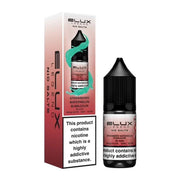 A pack of 10x 10ml Elux Legend Nic Salt E-Liquid bottles with Strawberry Watermelon Bubblegum flavor, showing the box and a bottle in front with the product details.