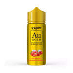 Load image into Gallery viewer, A bottle of Kingston AU Gold e-liquid with a yellow cap, labeled Strawberry Raspberry Cherry Ice, with an illustration of strawberries and raspberries.
