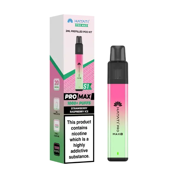 Strawberry Raspberry Ice Hayati Pro Max S1 Prefilled Pod Kit designed for convenient vaping and long-lasting performance