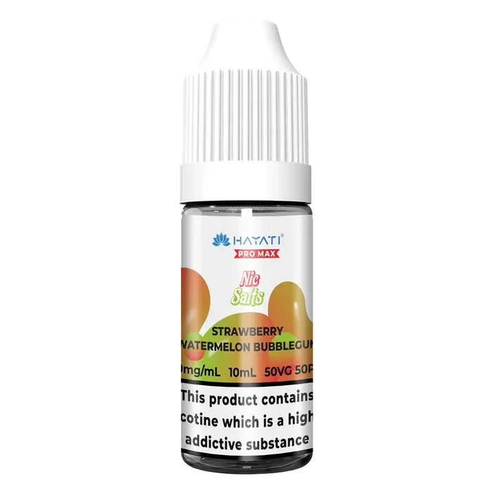 Hayati Pro Max Strawberry Watermelon Bubblegum Nic Salt vape juice, delivering smooth nicotine satisfaction and a refreshing vape experience.