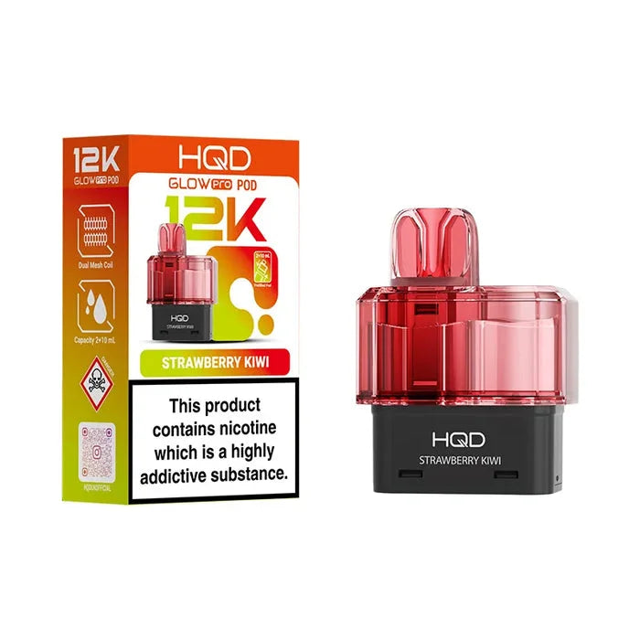 HQD Glow Pro 12K Strawberry Kiwi prefilled pods offering long-lasting flavour and smooth vaping