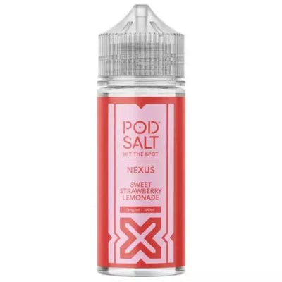 Pod Salt Nexus Sweet Strawberry Lemonade 100ml – fruity, zesty vape, 70VG/30PG, 0mg nicotine, perfect for cloud chasing.