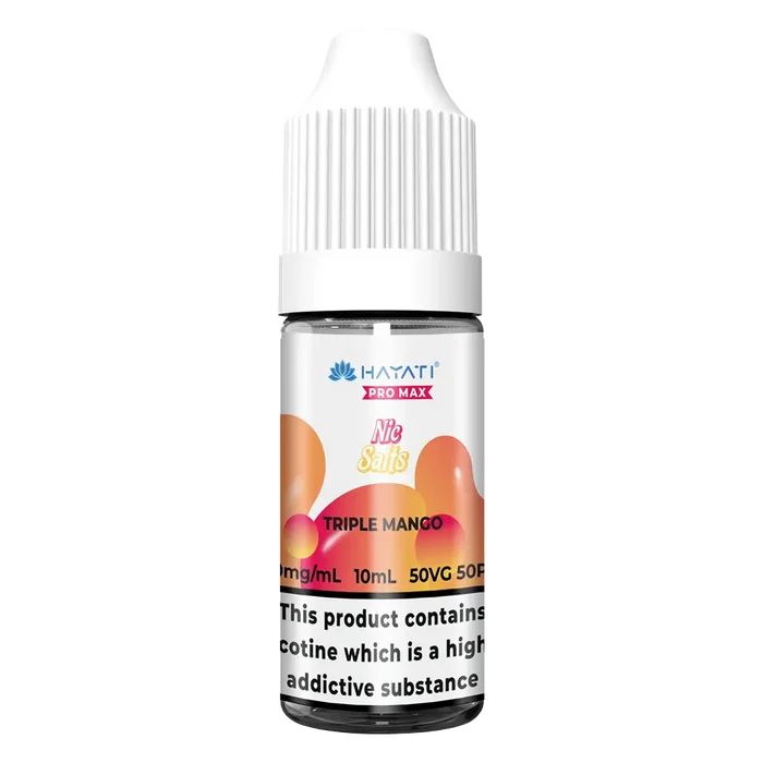 Hayati Pro Max Triple Mango Nic Salt vape juice, delivering smooth nicotine satisfaction and a refreshing vape experience.