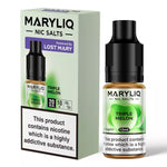 Load image into Gallery viewer, A 10ml bottle of MARY LIQ Triple Melon E Liquid Nicotine Salt Vape Juice, with its packaging box which indicates the flavor and nicotine content.
