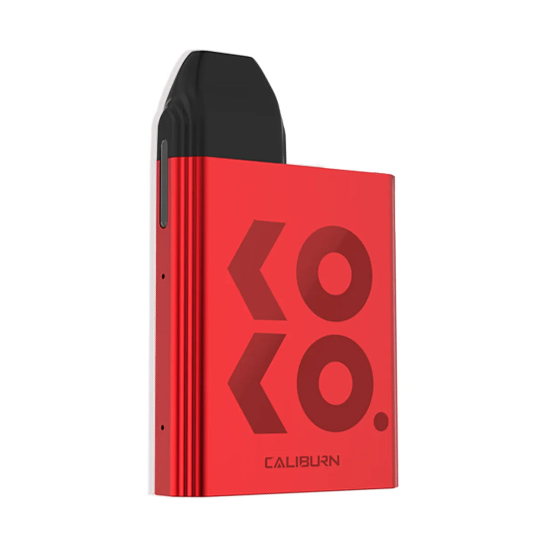 UWELL Caliburn KOKO Pod Kit in Red – compact refillable pod vape device with sleek design and portable performance.