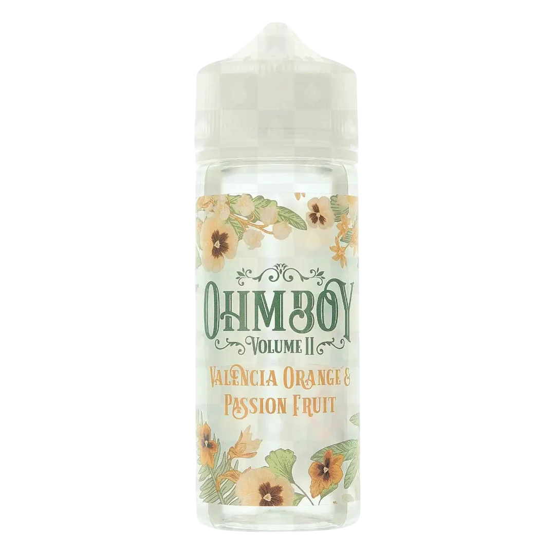 Ohm Boy Volume II E-Liquid 100ml Valencia Orange & Passionfruit – premium fruity vape juice with authentic British flavors and smooth 70/30 VG PG blend