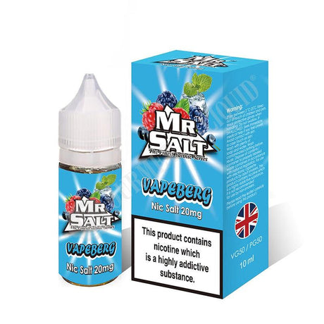Mr Salt Vapeburg Nic Salt E‑Liquid – sleek bottle of premium nicotine salt vape juice with a pure and smooth throat hit, ideal for pod systems.