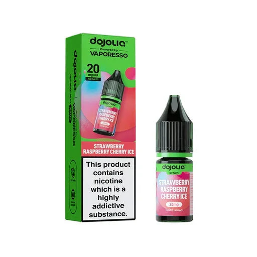 Vaporesso DOJO LIQ Strawberry Raspberry Cherry Ice 10ml nic salts box of 10 bottles with smooth flavour and MTL pod vaping performance
