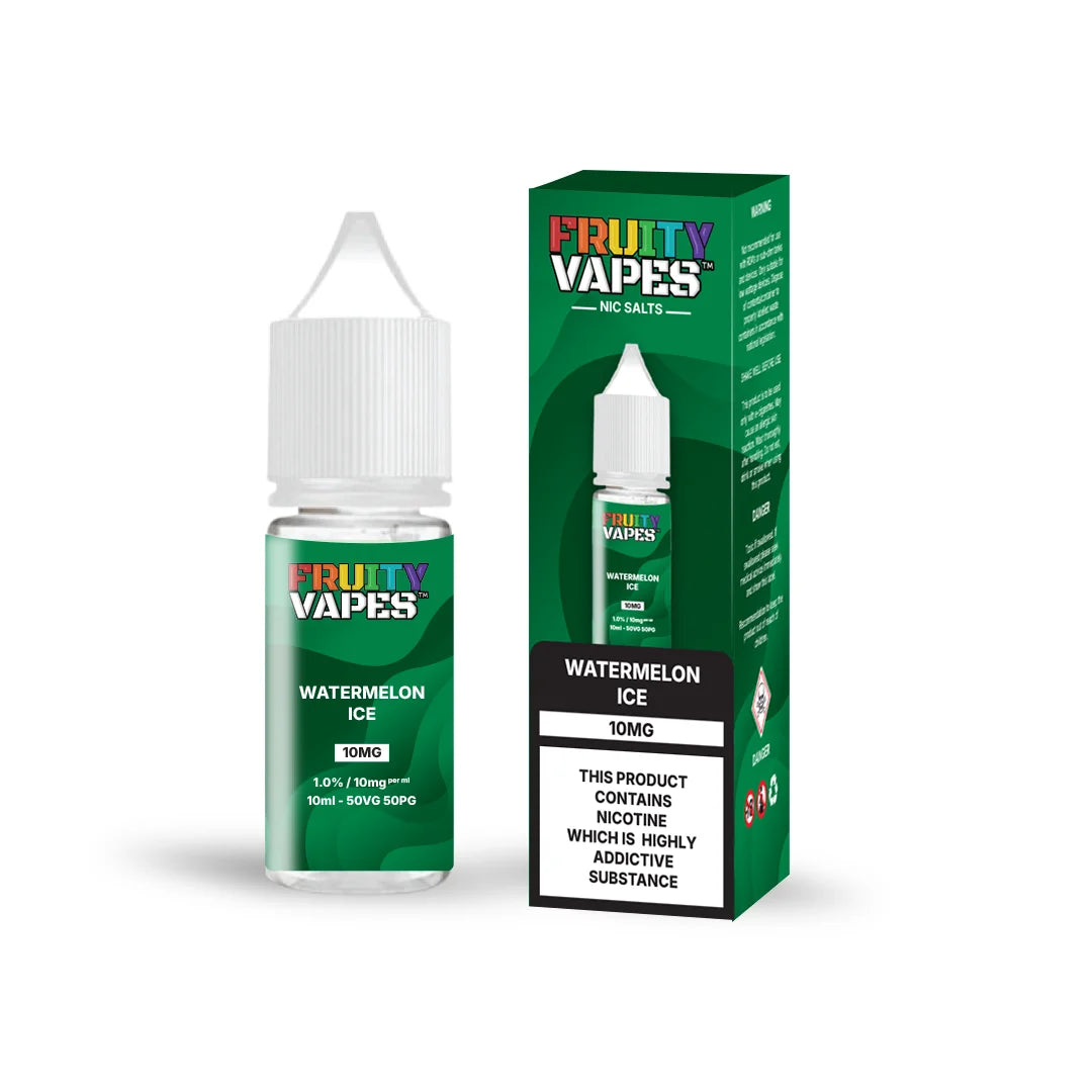 Fruity Juice Nic Salt 10ml Watermelon  Ice – smooth 10mg vape juice with balanced 50/50 VG PG blend for rich flavor