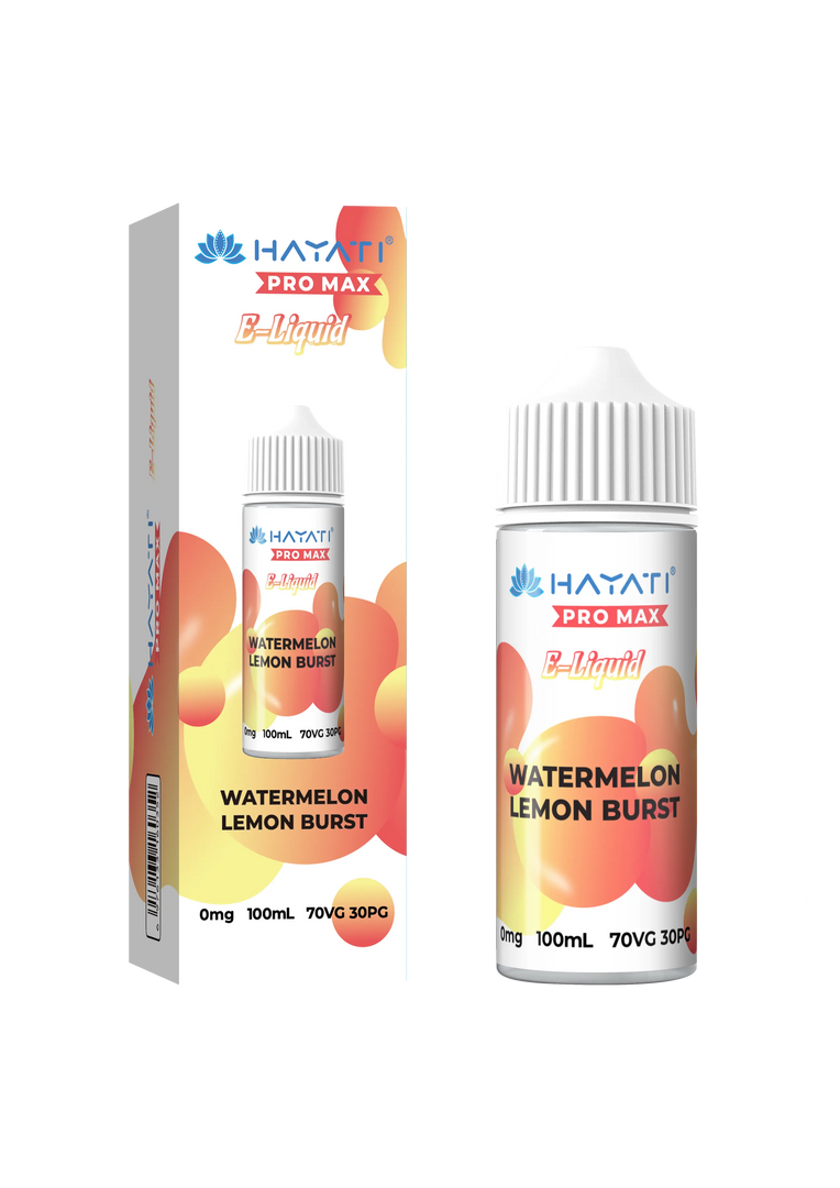 Watermelon Lemon Burst Hayati Pro Max E-Liquid 100ml – no nicotine vape juice with rich flavor and smooth 70/30 VG PG blend