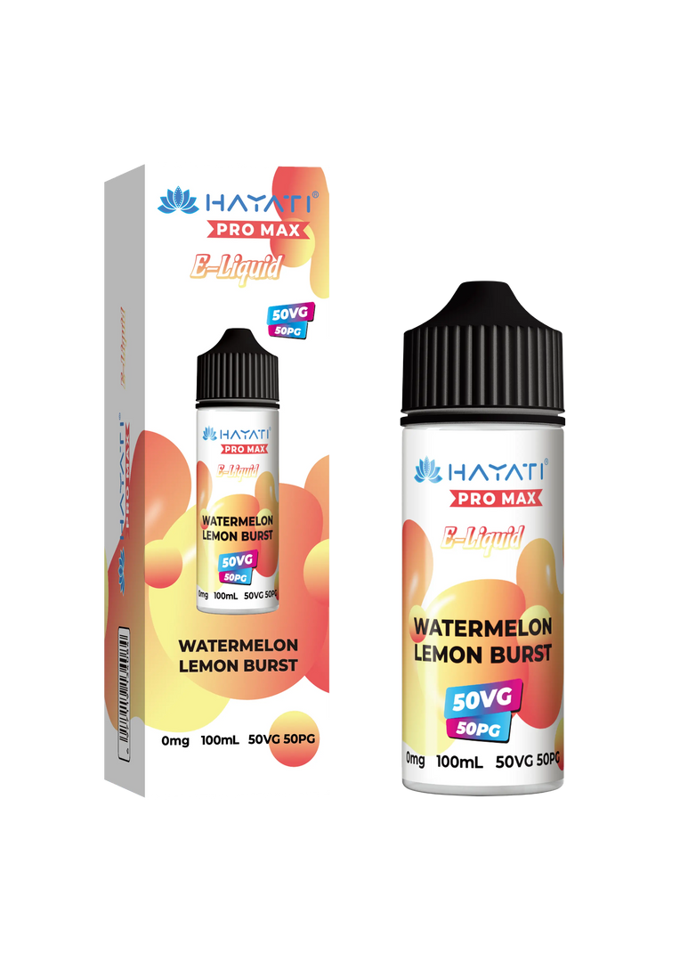 Watermelon Lemon Burst Hayati Pro Max E-Liquid 100ml – no nicotine vape juice with rich flavor and smooth 50/50 VG PG blend