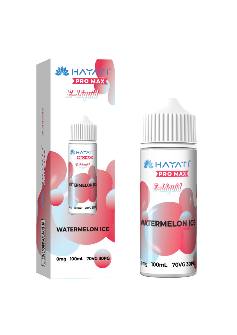 Watermelon Ice Hayati Pro Max E-Liquid 100ml – no nicotine vape juice with rich flavor and smooth 70/30 VG PG blend