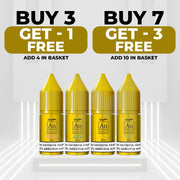 10ml bottle of Kingston AU Gold Nic Salt E-Liquid, delivering a premium smooth tobacco-inspired flavor; crafted with nicotine salts for a satisfying throat hit, ideal for pod systems and mouth-to-lung vaping.