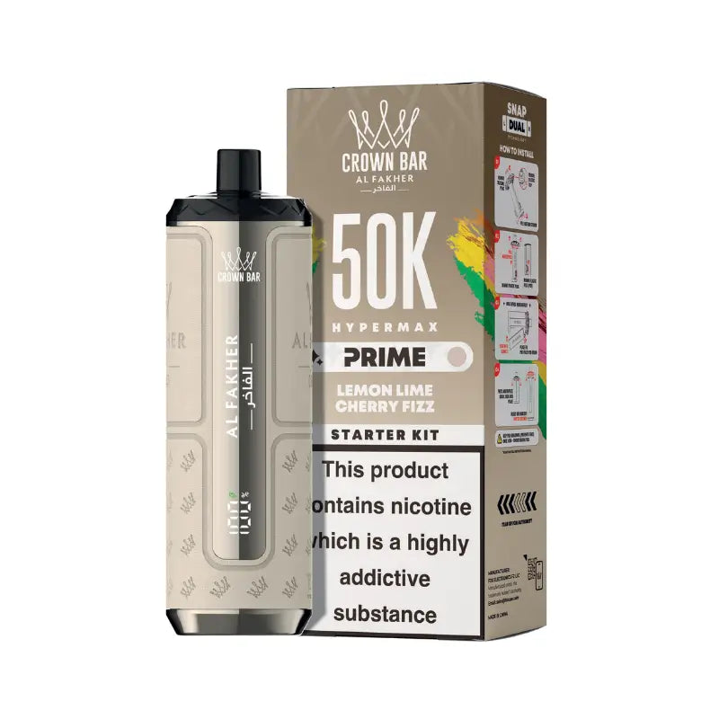 Al Fakher Hypermax Prime 50K Prefilled Pod Kit – lemon lime cherry fizz rechargeable vape device with Snap Dual pod system and 1000mAh battery