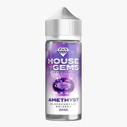 100ml shortfill bottle of Gemstone House of Gems E-Liquid in Amethyst flavor, offering a luxurious and smooth vape with rich fruity notes; nicotine-free with space for nic shots, crafted for premium flavor and dense cloud production.