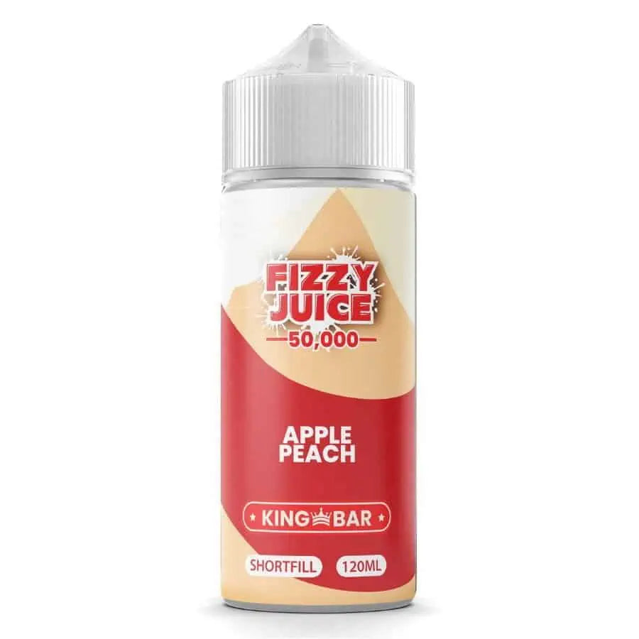 100ml shortfill bottle of Fizzy Juice 50000 E-Liquid in Apple Peach flavor, nicotine-free with space for nic shots, ideal for sub-ohm devices and cloud chasing.