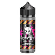 100ml shortfill bottle of Area 51 E-Liquid in Nebula flavor, offering a bold and mysterious fruity blend; nicotine-free with space to add nic shots, crafted for sub-ohm vaping with rich flavor and dense clouds.