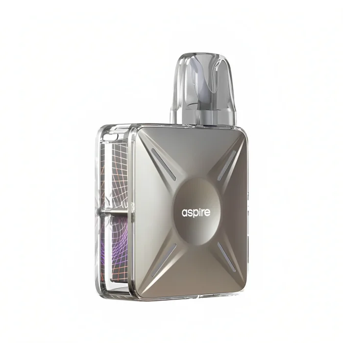 Aspire Cyber X Vape Pod Kit in Gunmetal – futuristic and compact pod system with a side-fire button, adjustable airflow, and mesh coil technology for smooth, flavorful vaping.