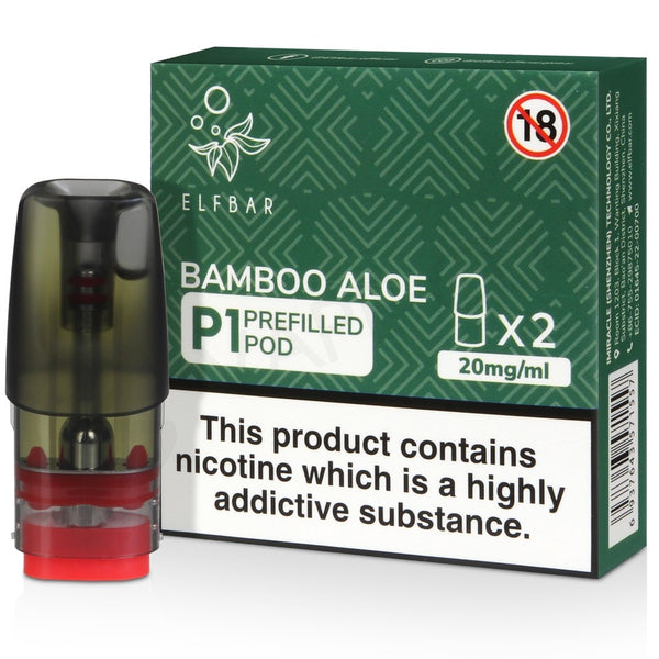 Elf Bar Mate P1 prefilled pod in Bamboo Aloe flavor, delivering a light, refreshing blend of smooth aloe and subtle bamboo notes, designed for use with the Elf Bar Mate device for a clean and soothing vaping experience