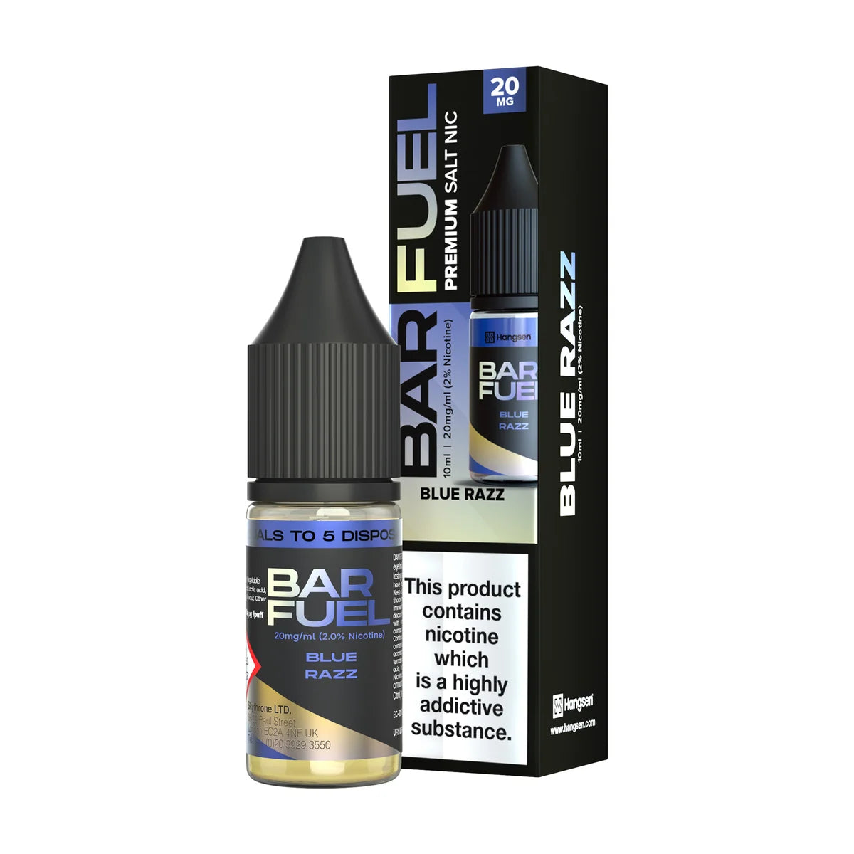 Bar Fuel Nic Salt E Liquid 10ml by Hangsen in blue-razz flavour, offering a smooth and satisfying vaping experience.