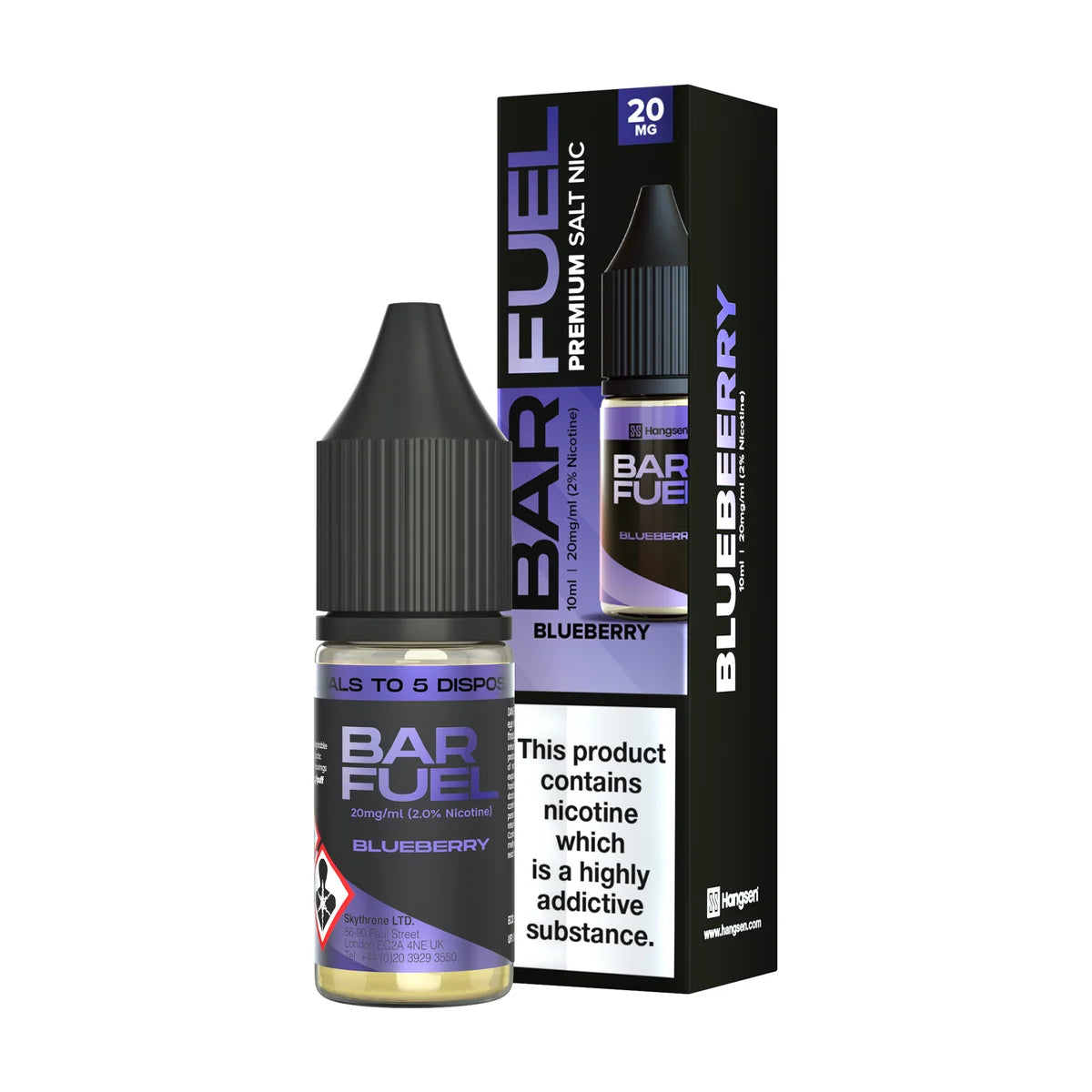 Bar Fuel Nic Salt E Liquid 10ml by Hangsen in blueberry flavour, offering a smooth and satisfying vaping experience.