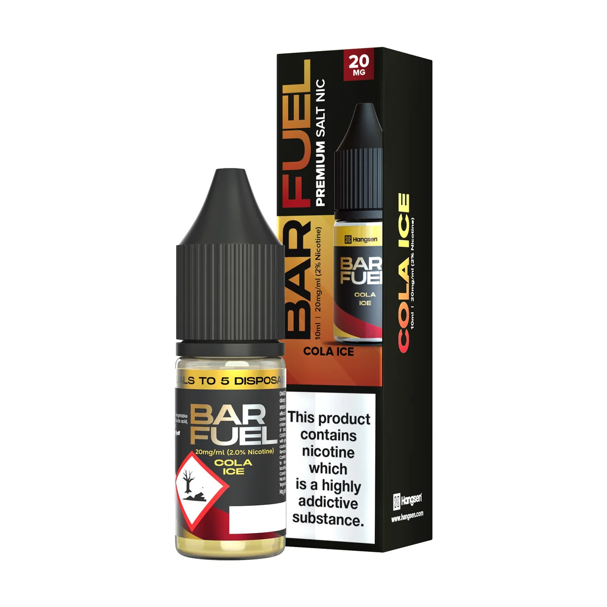 Bar Fuel Nic Salt E Liquid 10ml by Hangsen in cola-ice flavour, offering a smooth and satisfying vaping experience.