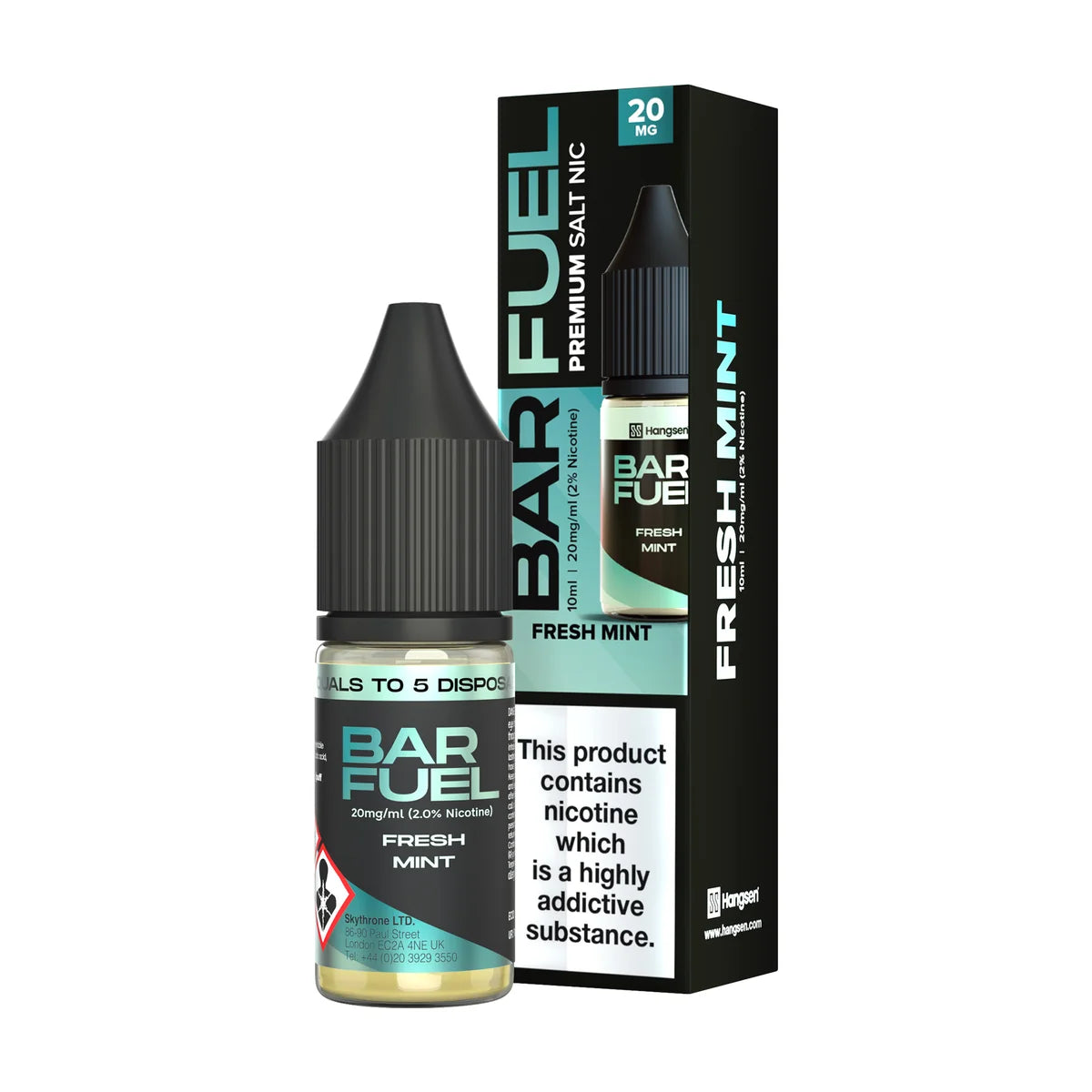Bar Fuel Nic Salt E Liquid 10ml by Hangsen in fresh-mint flavour, offering a smooth and satisfying vaping experience.