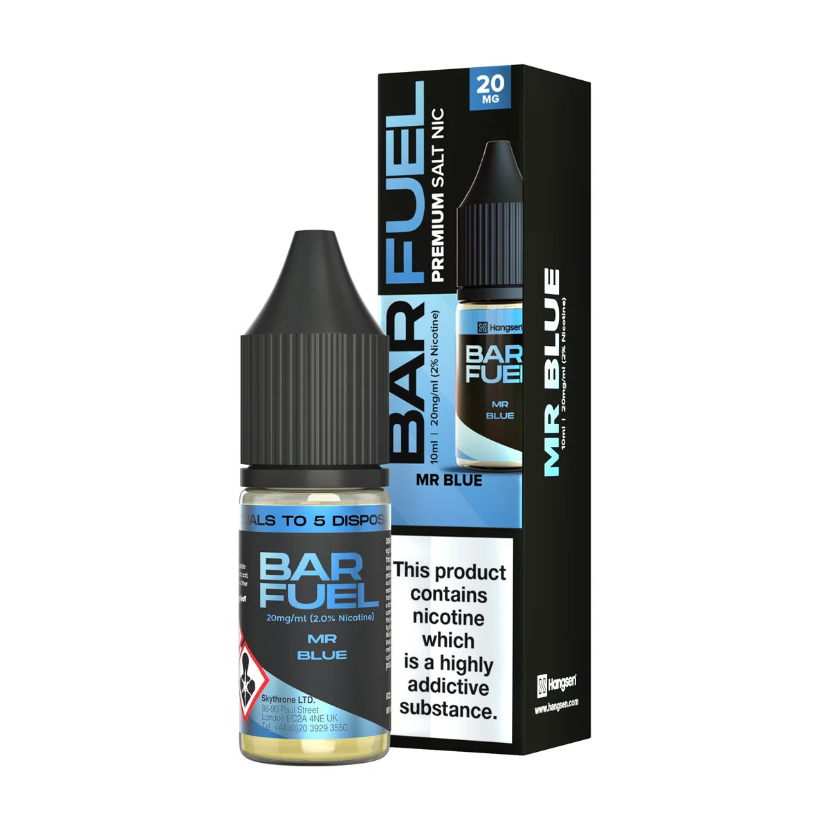 Bar Fuel Nic Salt E Liquid 10ml by Hangsen in mr-blue flavour, offering a smooth and satisfying vaping experience.