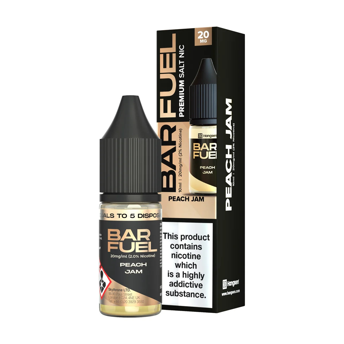Bar Fuel Nic Salt E Liquid 10ml by Hangsen in peach-jam flavour, offering a smooth and satisfying vaping experience.