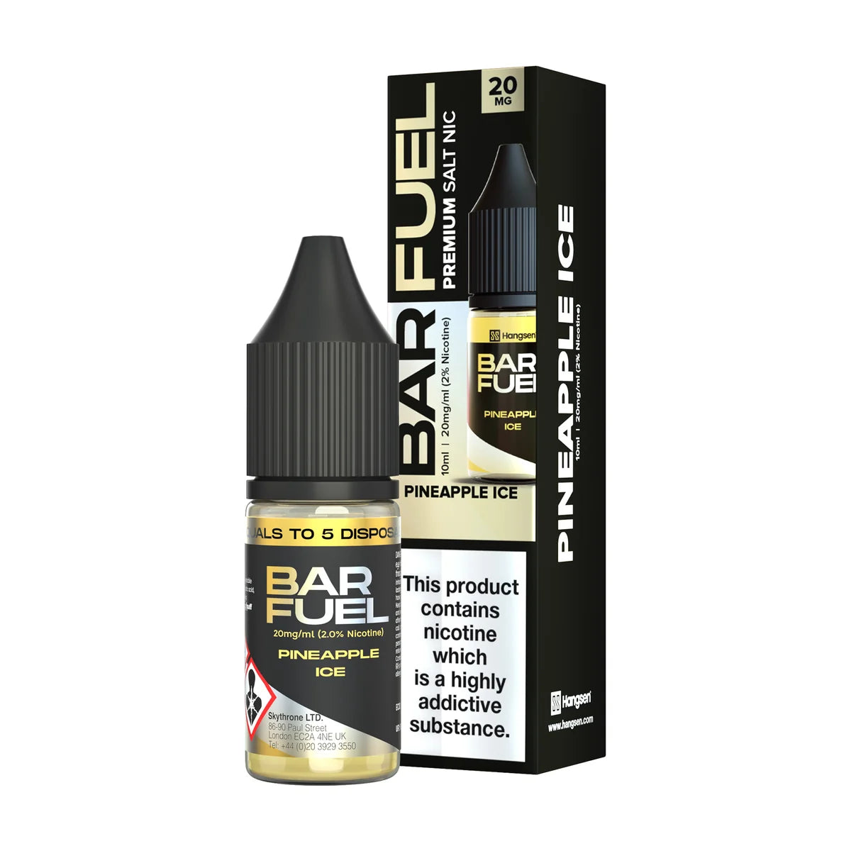 Bar Fuel Nic Salt E Liquid 10ml by Hangsen in pineapple-ice flavour, offering a smooth and satisfying vaping experience.
