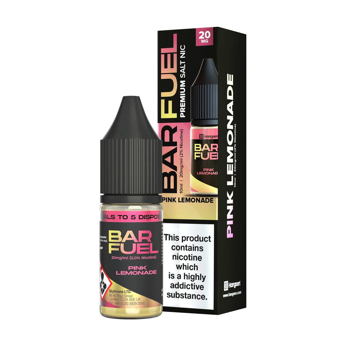 Bar Fuel Nic Salt E Liquid 10ml by Hangsen in pink-lemonade flavour, offering a smooth and satisfying vaping experience.