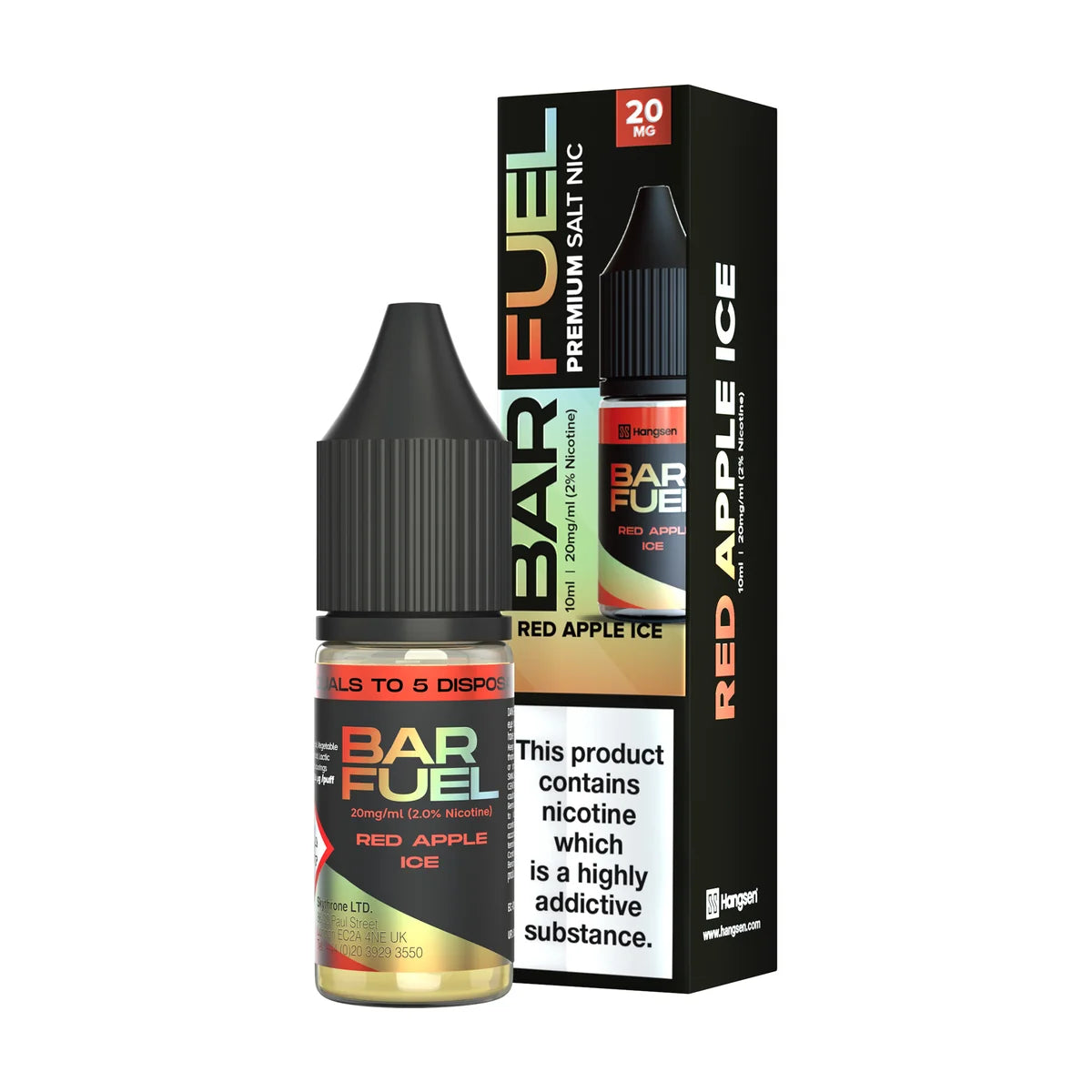 Bar Fuel Nic Salt E Liquid 10ml by Hangsen in red-apple flavour, offering a smooth and satisfying vaping experience.