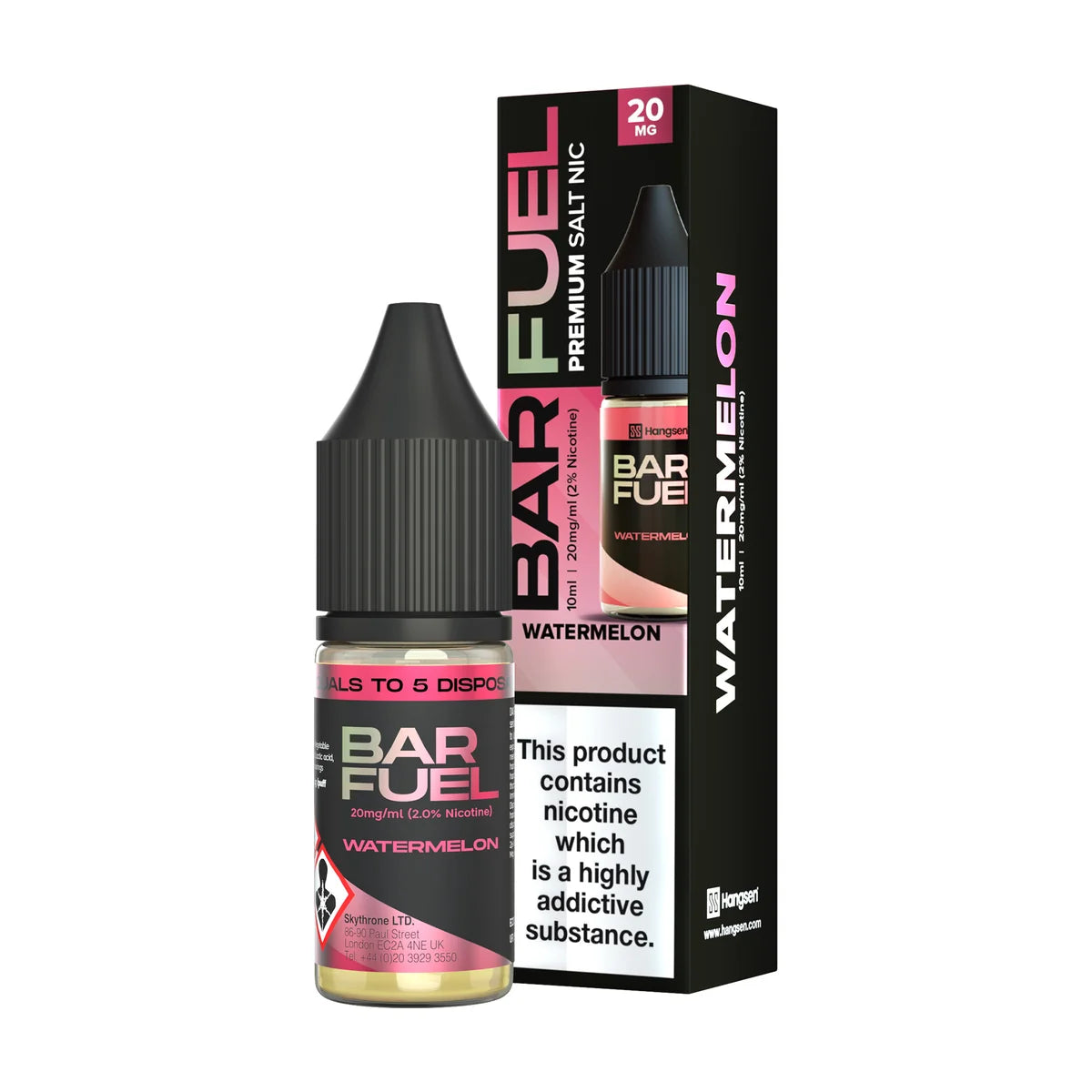 Bar Fuel Nic Salt E Liquid 10ml by Hangsen in watermelon flavour, offering a smooth and satisfying vaping experience.