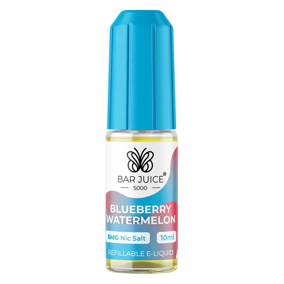Bar Juice 5000 Nic Salt E-Liquid 10ml in Blueberry Watermelon – 50/50 VG/PG prefilled vape juice available in 10mg or 20mg nicotine strength.