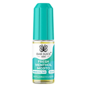 10ml bottle of Bar Juice 5000 Nic Salt E-Liquid in Fresh Menthol Mojito flavor, blending zesty lime, cool mint, and a hint of sweetness for a refreshing vape; smooth nic salt formula ideal for pod systems and MTL vaping.