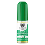 Load image into Gallery viewer, A product image showing a box and a bottle of Bar Juice 5000 Kiwi Passionfruit Guava Nic Salt Vape juice. The box is green with product information, and the bottle is clear with a green liquid inside.
