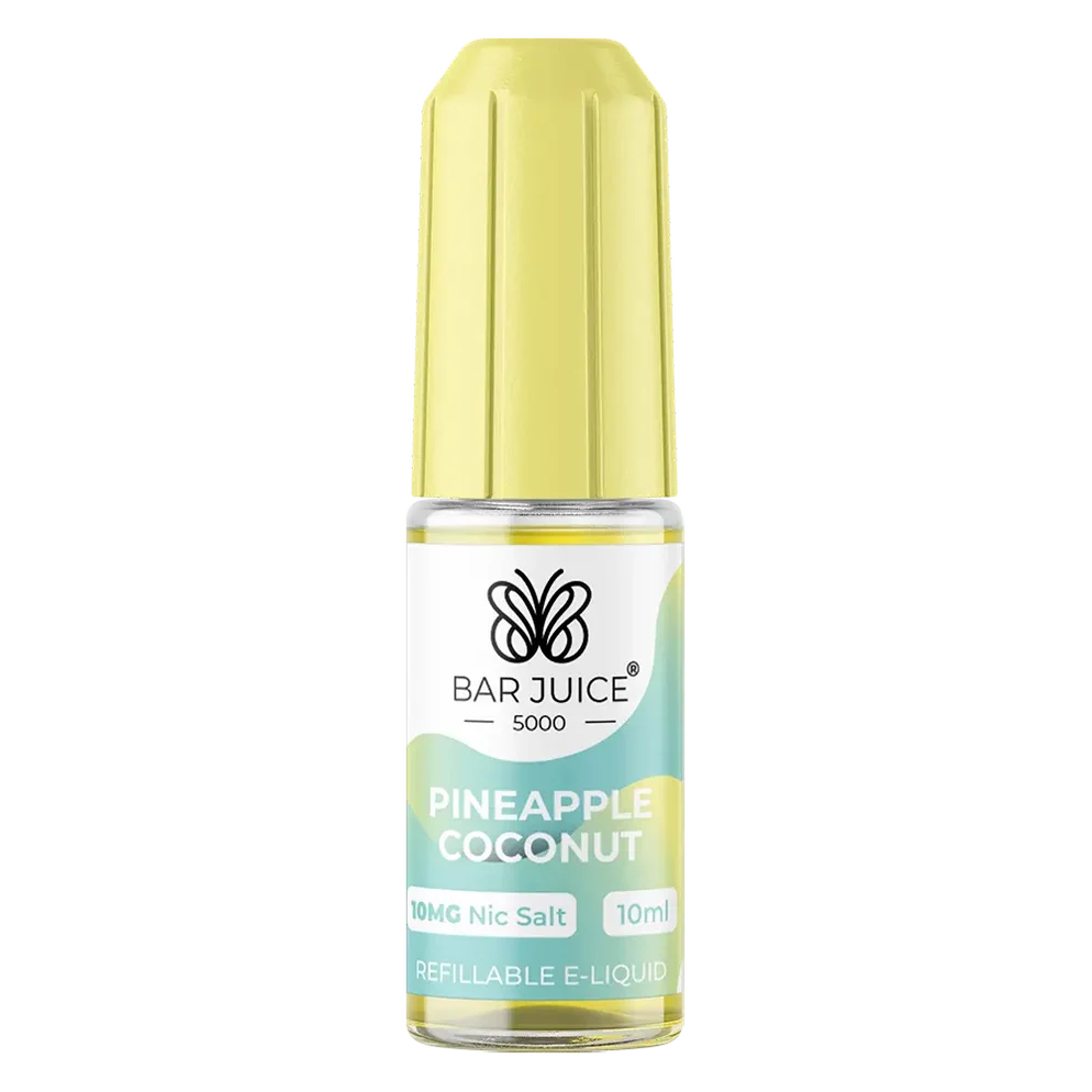 Bar Juice 5000 Nic Salt E-Liquid 10ml in Pineapple Coconut – 50/50 VG/PG prefilled vape juice available in 10mg or 20mg nicotine strength.