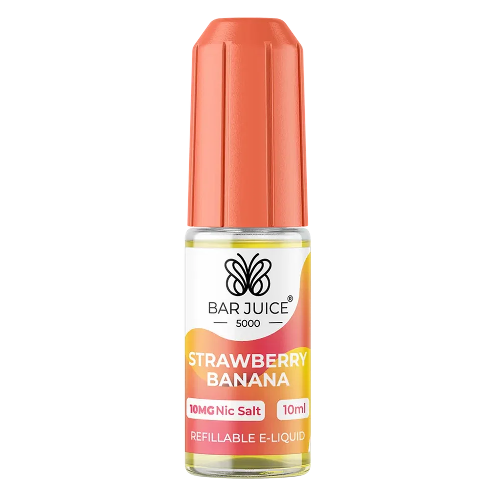 Bar Juice 5000 Nic Salt E-Liquid 10ml in Strawberry Banana – 50/50 VG/PG prefilled vape juice available in 10mg or 20mg nicotine strength.