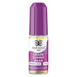 Load image into Gallery viewer, The image shows a product packaging for Bar Juice 5000 Grape Gummy Bear Nic Salt Vape juice. The packaging is predominantly purple with images of a grape and a bear, indicating the flavor and product type.
