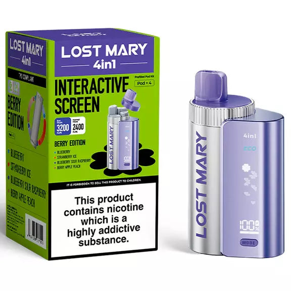 Lost Mary 4-in-1 Prefilled Pod Kit Berry Edition – versatile vape device with four interchangeable flavors and sleek design