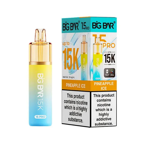 Big Bar 15K Pro Pineapple Ice pod kit with 15000 puffs, mesh coil, nic salt pods and rechargeable vape device