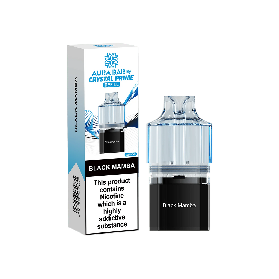 Black Mamba Aura Bar Crystal Prime 10K Replacement Pods – long-lasting prefilled vape pods with rich flavours and smooth performance