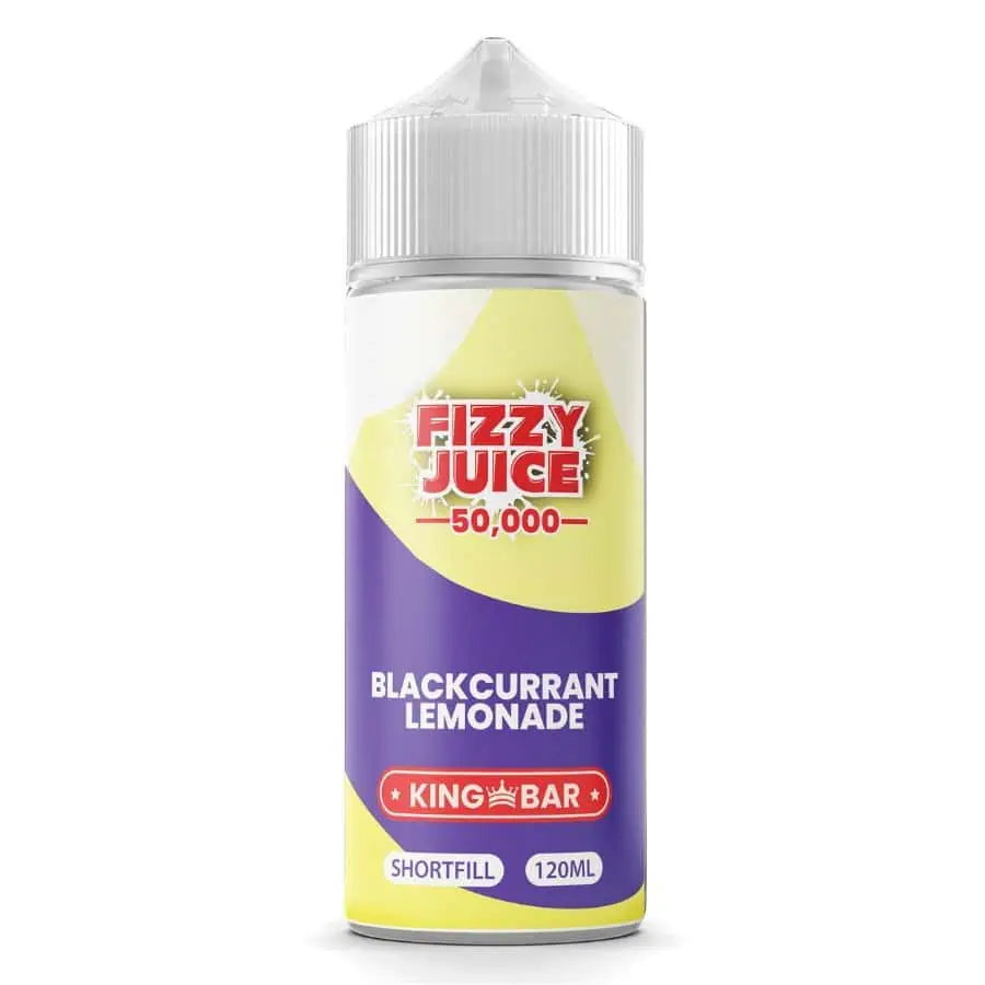 100ml shortfill bottle of Fizzy Juice 50000 E-Liquid in Blackcurrant Lemonade flavor, nicotine-free with space for nic shots, ideal for sub-ohm devices and cloud chasing.
