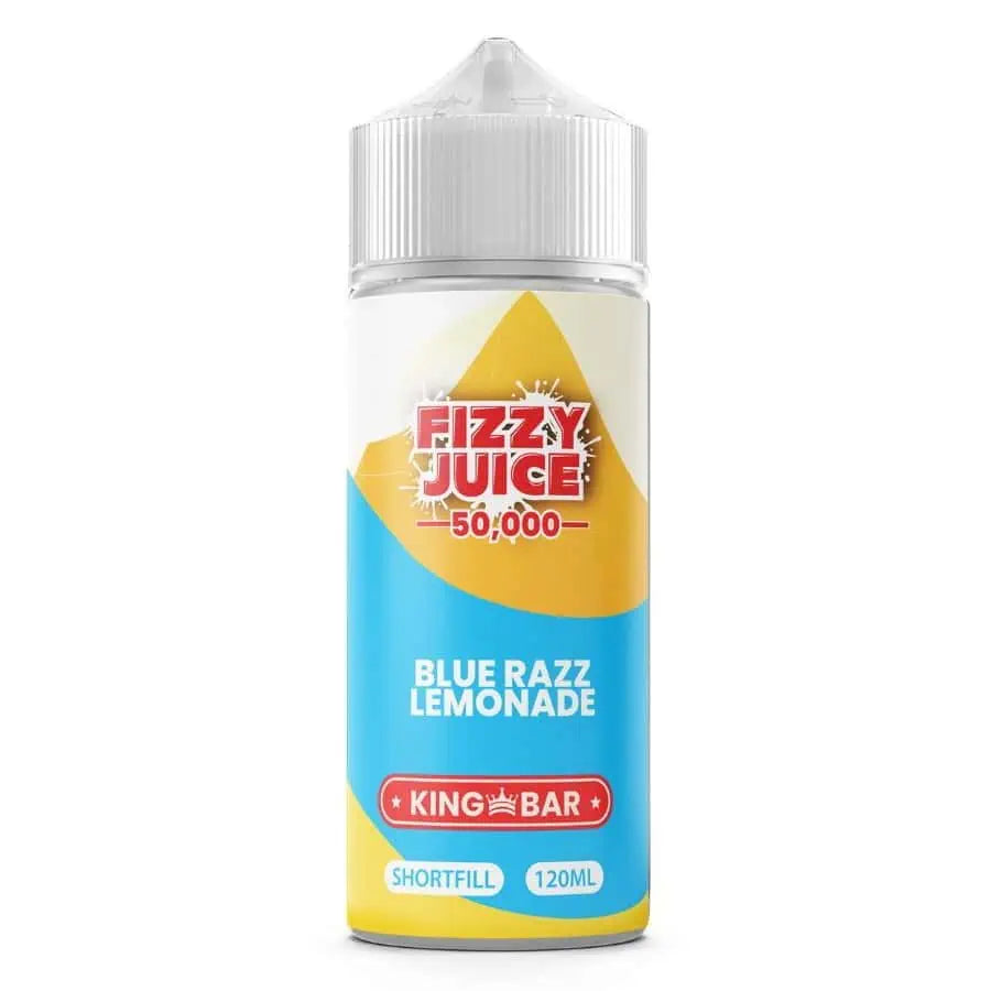 100ml shortfill bottle of Fizzy Juice 50000 E-Liquid in Blue Razz Lemonade flavor, nicotine-free with space for nic shots, ideal for sub-ohm devices and cloud chasing.