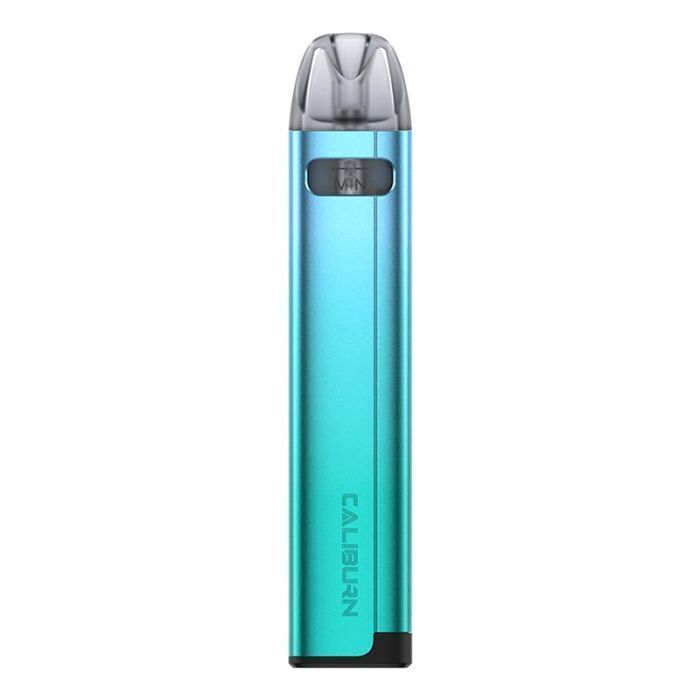 UWELL Caliburn A2S Pod Kit in Blue – slim and elegant pod vape with a draw-activated design, LED light indicator, and leak-resistant pods with Pro-FOCS technology for smooth flavor delivery.