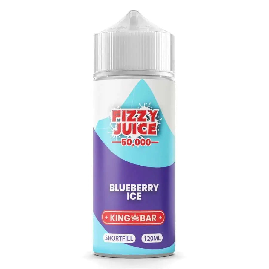 100ml shortfill bottle of Fizzy Juice 50000 E-Liquid in Blueberry Ice flavor, nicotine-free with space for nic shots, ideal for sub-ohm devices and cloud chasing.