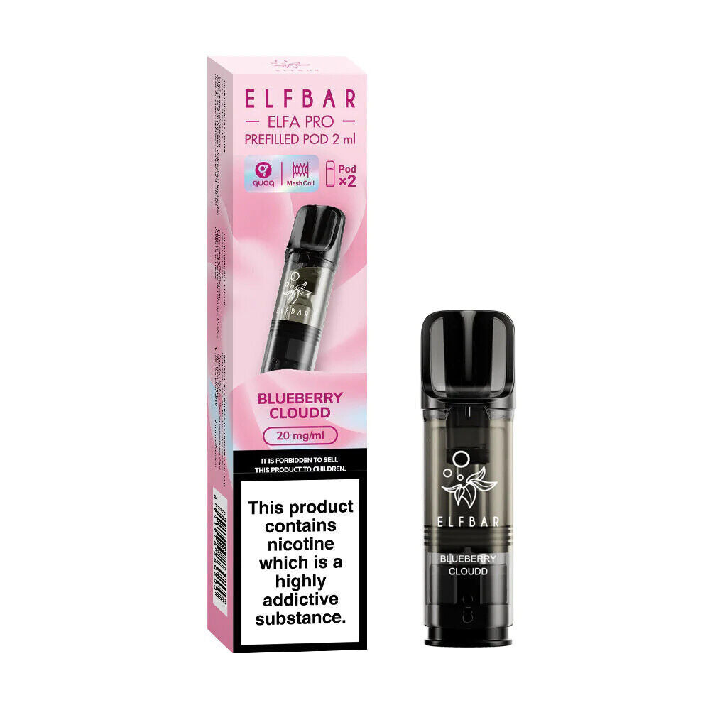 Elf Bar Elfa Pro replaceable prefilled pods in Blueberry Cloudd flavor, engineered for consistent vapor production and optimal flavor, compatible with the Elf Bar Elfa Pro device for a satisfying and enjoyable vaping experience.
