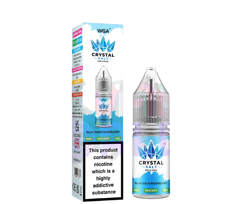 Blue Sour Raspberry  WGA Crystal Salt Bar 10ml nic salt e-juice bottle for smooth MTL vaping