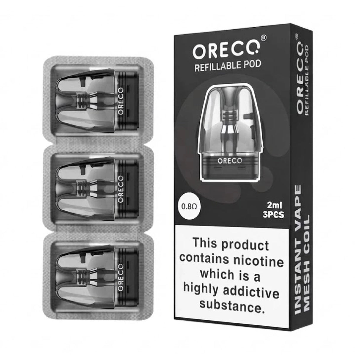 Oreco Replacement Pods | 2ml Vape Pods Pack of 3